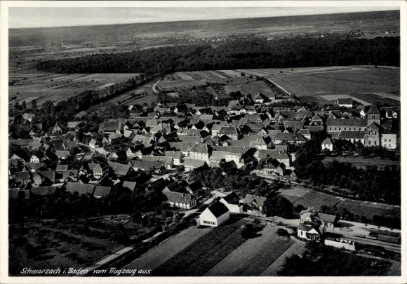 Postcard Schwarzach im Odenwald Baden, aerial photograph