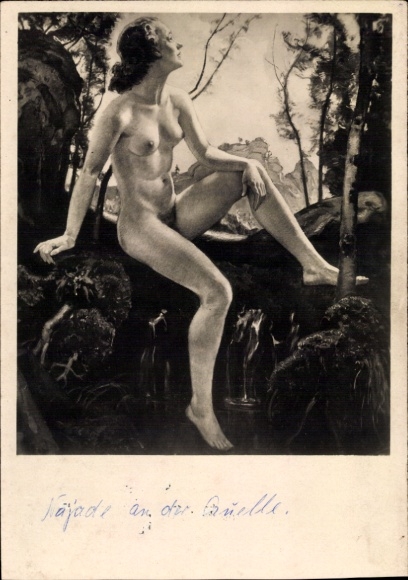 Artist Postcard Liebermann, Ernst, Naiad at the Spring, Female Nude, HDK 408