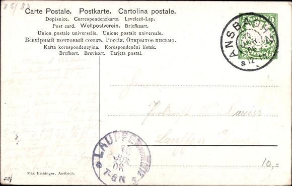 PC Ansbach in Middle Franconia Bavaria, unification of the former principality of Ansbach with Bavaria in 1906