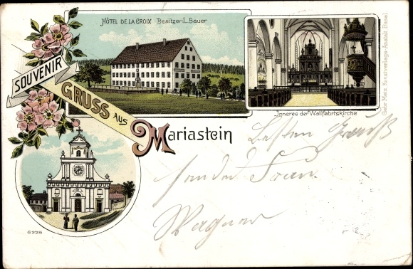 Chromo-Litho Mariastein Canton Solothurn, Hotel de la Croix, pilgrimage church, interior view