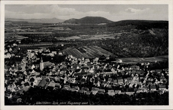Postcard Weilheim an der Teck Swabian Alb, aerial photograph