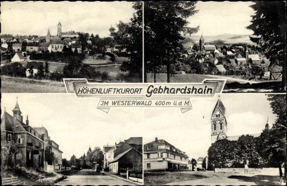 Postcard Gebhardshain Westerwald, view of the town, church