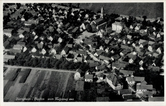 Postcard Bietigheim in Baden, aerial photograph