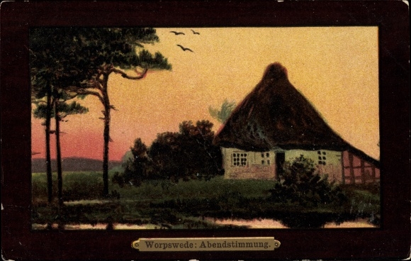 Artist Postcard Wencke, S., Worpswede in Lower Saxony, Evening Mood, No. 1099
