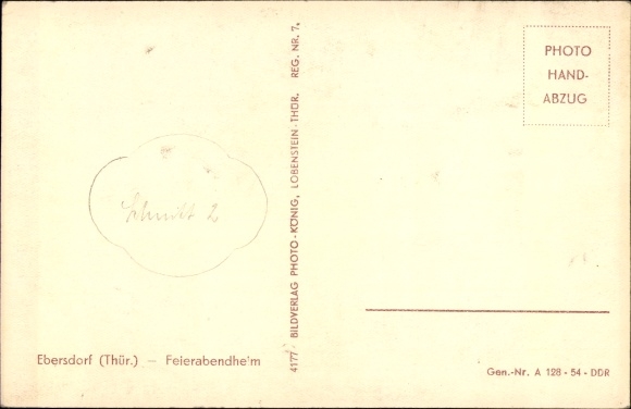 Postcard Ebersdorf in Thuringia, Feierabendheim