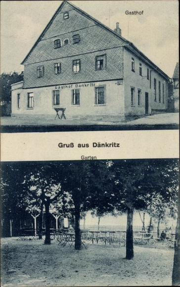 Postcard Dänkritz Neukirchen in Saxony, Gasthof Dänkritz, garden