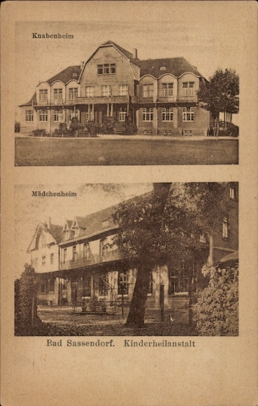 Postcard Bad Sassendorf in Westphalia, children's hospital, girls' home, boys' home