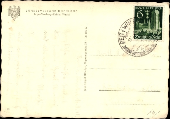 Postcard Reit im Winkl Upper Bavaria, Landesverband Hochland, youth hostel