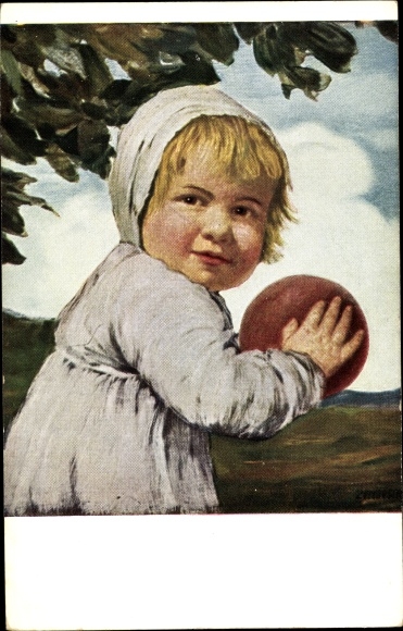 Künstler Ak Zumbusch, Ludwig von, Kind mit Ball