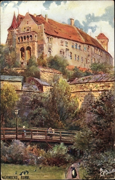 Artist PC Flower, Charles, Nuremberg in Middle Franconia Bavaria, Burg, Tuck 612B