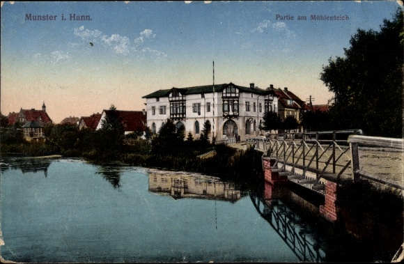 Ak Munster an der Örtze, Partie am Mühlenteich