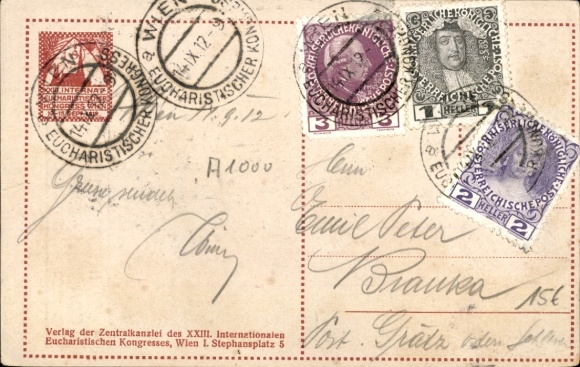 Artist Postcard Vienna, 23rd International Eucharistic Congress 1912