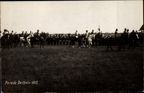 Photo Postcard Zeithain in Saxony, parade 1912, soldiers on horseback