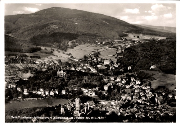 Postcard Königstein im Taunus, climatic health resort, aerial view of the town, 400 m above sea level