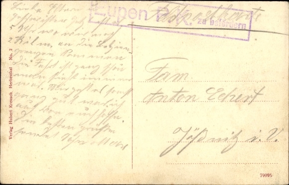 Postcard Herbesthal Lontzen Wallonia Liège, bridge over the railway line Cologne Aachen Brussels Paris