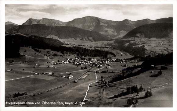 Postcard Oberstaufen in Allgäu, aerial photography, aerial photography