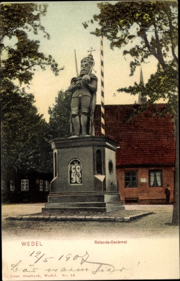 Ak Wedel im Kreis Pinneberg, Ansicht vom Roland Denkmal