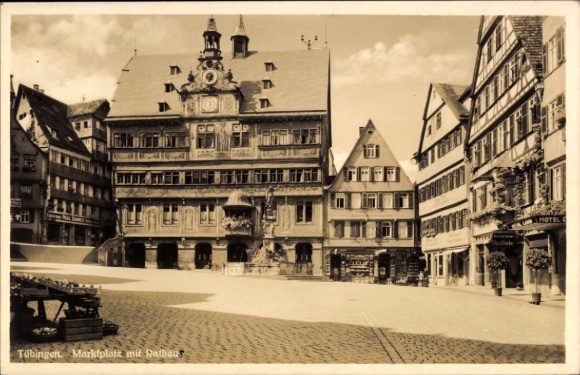 Ak Tübingen am Neckar, Marktplatz, Rathaus