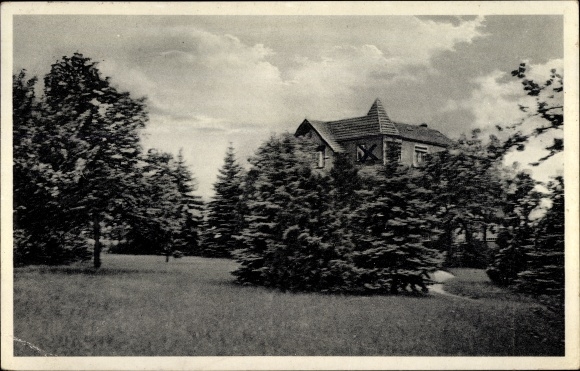 Postcard Niederrödern Rödern Ebersbach bei Grossenhain Sachsen, federal convalescent home, view from the park