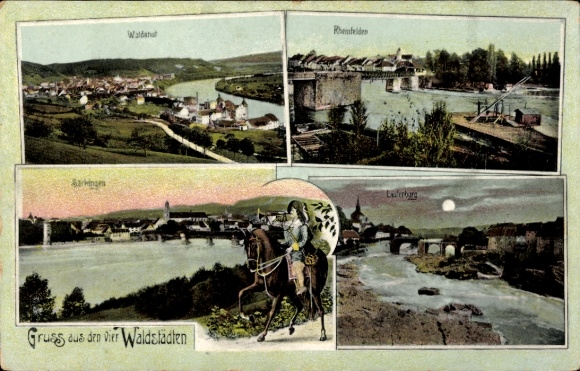 Postcard Waldshut Tiengen am Hochrhein Baden Wüttemberg, Rheinfelden, Säckingen, Laufenburg