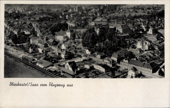 Postcard Blieskastel in the Saarpfalz district, aerial photo