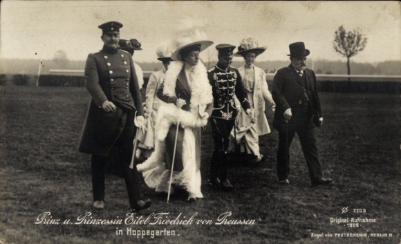 Postcard Hoppegarten, Sophie Charlotte of Oldenburg, Eitel Friedrich Prince of Prussia