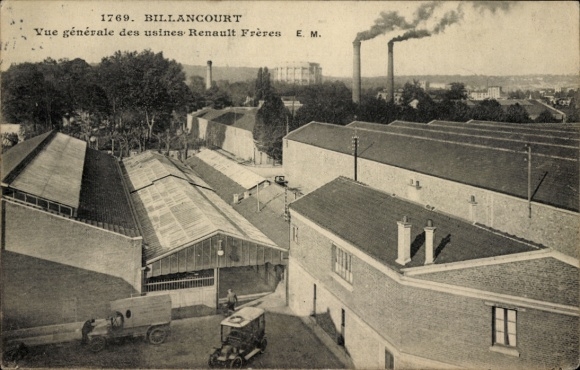 Postcard Billancourt Hauts de Seine, factory of the Renault brothers