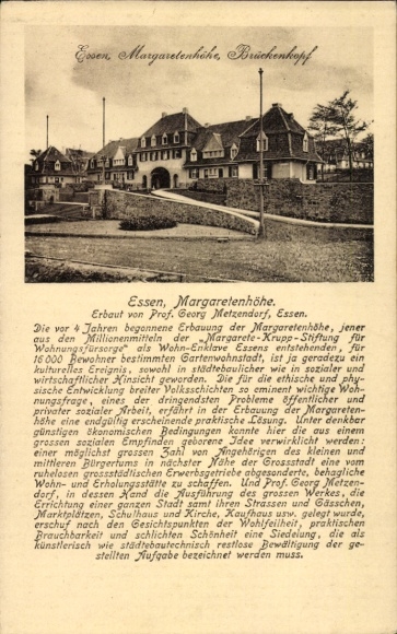 Postcard Margarethenhöhe Essen Ruhrgebiet, Margaretenhöhe, bridgehead, built by Prof. Georg Metz...