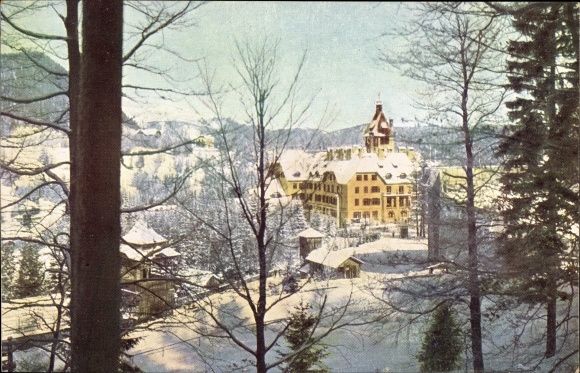 Postcard Semmering in Lower Austria, Hotel Erzherzog Johann in winter