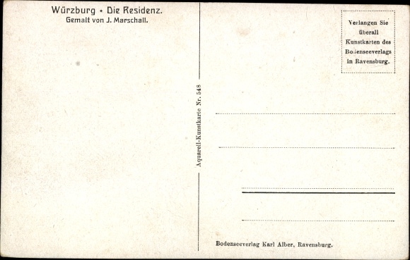 Artist PC Marschall, J., Würzburg am Main Lower Franconia, The Residence, No. 543