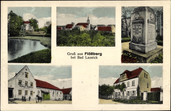 PC Flößberg Frohburg in Saxony, inn, long view, war memorial
