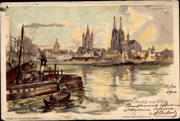 Artist Chromo-Litho Pfaff, C., Cologne on the Rhine, town view