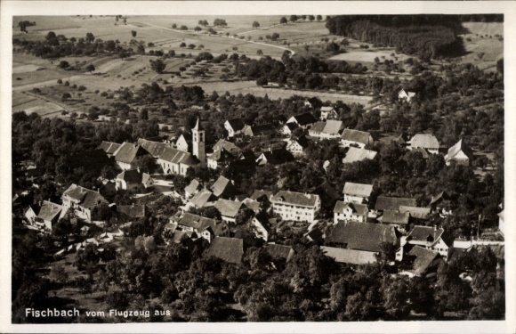Postcard Fischbach, aerial photograph