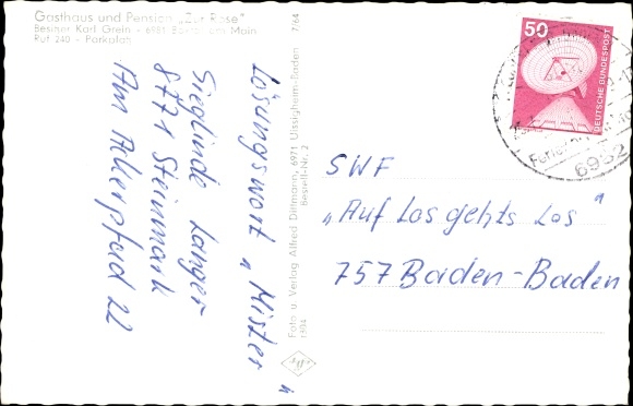 Postcard Boxtal Freudenberg am Main, Gasthof zur Rose, place