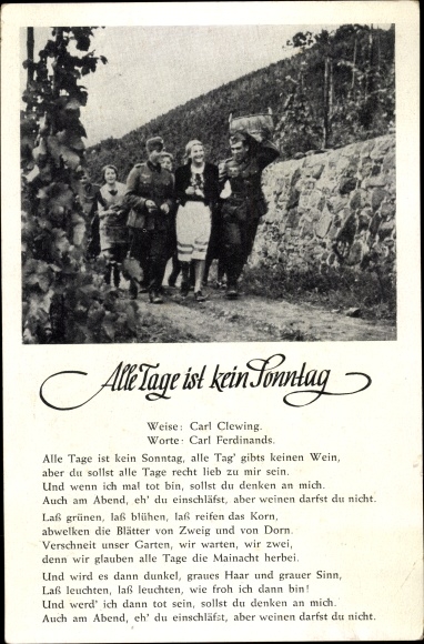 Song Ak Elke dag is geen zondag, druivenoogst 1939, Weingut Brederhof, Niederdollendorf am Rh.