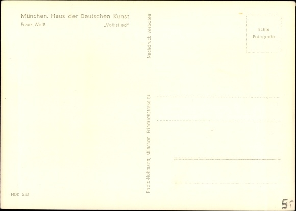 Artist Postcard Weiß, Franz, Volkslied, HDK 533