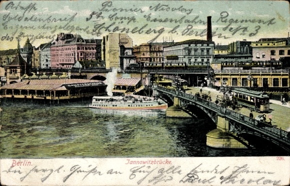Ak Berlin Mitte, Jannowitzbrug, tram, treinstation, boot
