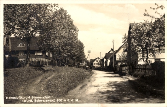 Postcard Simmersfeld in the Black Forest, street section