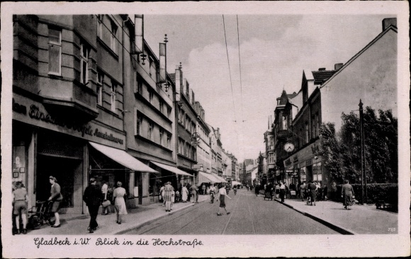 Postcard Gladbeck in the Ruhr area of Westphalia, elevated road, shops