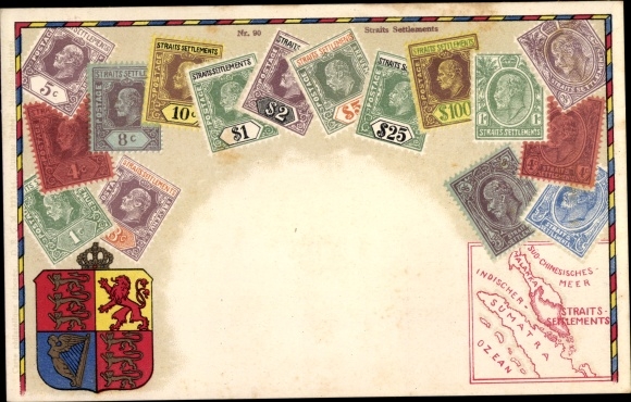 Postzegels Ak Straits Settlements, wapenschild, Sumatra