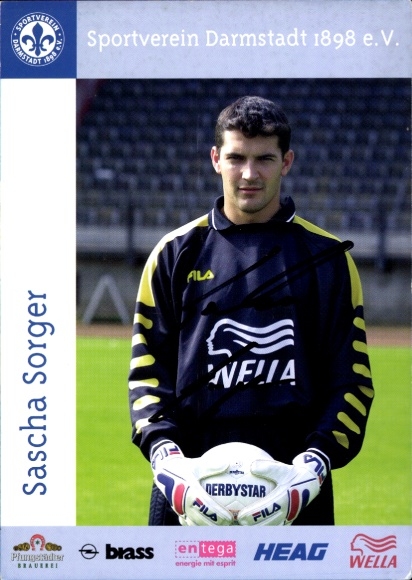 Autogrammkarte Fußballer Sascha Sorger, SV Darmstadt 98, Autogramm