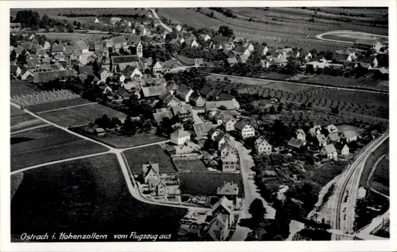Ak Ostrach in Oberschwaben, Luftaufnahme