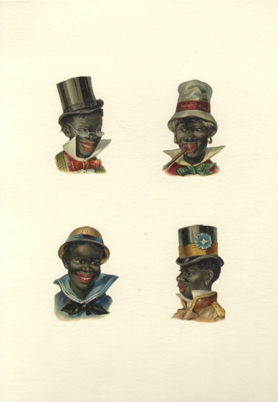 4 wafers Dark-skinned men with hats, glasses, cigar, size approx. 7.5 x 4.5 cm each