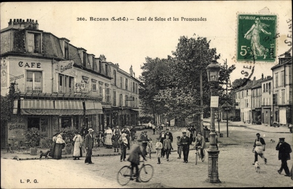 Postcard Bezons Val d&#39;Oise, Quai de Seine, The Walks
