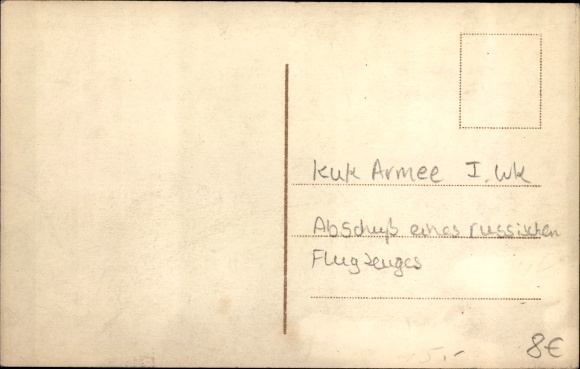 Ak Neerschieten van een Russisch vliegtuig door Duitse en KuK-troepen, I WW