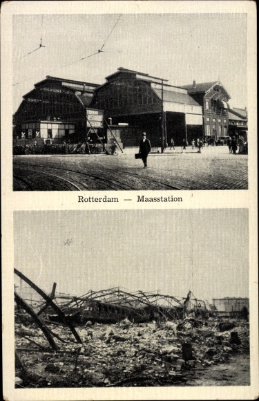 PC Rotterdam South Holland Netherlands, Maasstation, ruins, war destruction II. WW