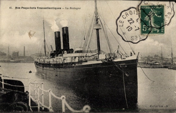 Ak Passagierschiff La Bretagne, CGT, Hafen