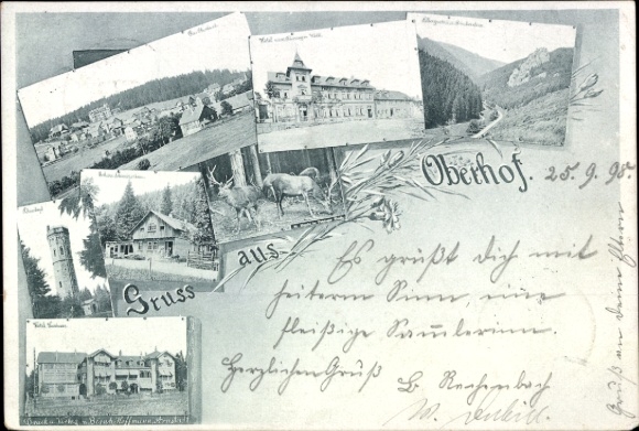 Postcard Oberhof in the Thuringian Forest, several views, greetings from a cheerful spirit, collector