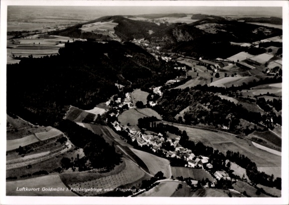 Postcard Goldmühl Bad Berneck in the Fichtelgebirge Bavaria, aerial photograph