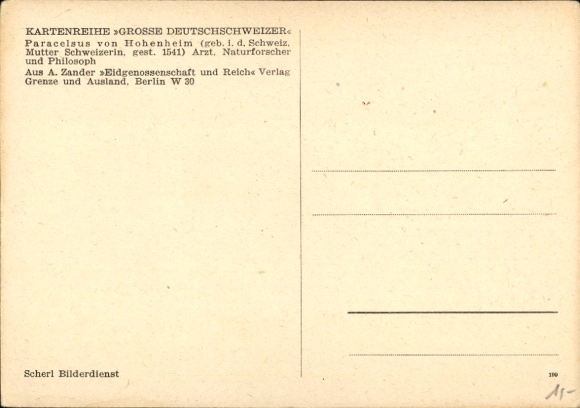 Postcard Paracelsus von Hohenheim, German-Swiss